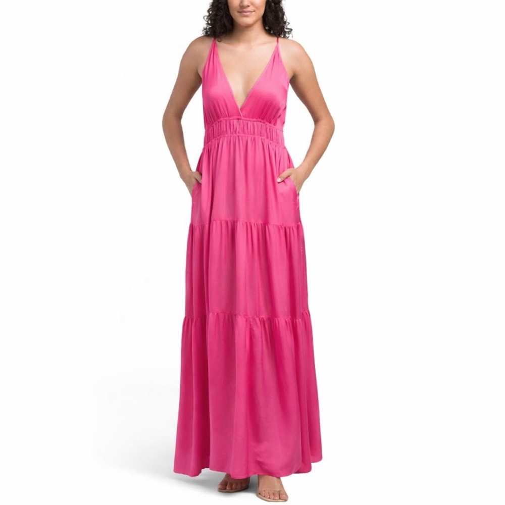 YFB | NEW!!! $238 Sienna Tiered Maxi Dress in Hot Pink, Size Small